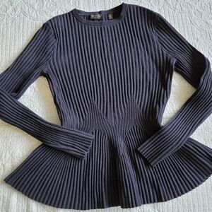 Ted Baker Ribbed Long Sleeve Peplum Sweater Navy Size 0